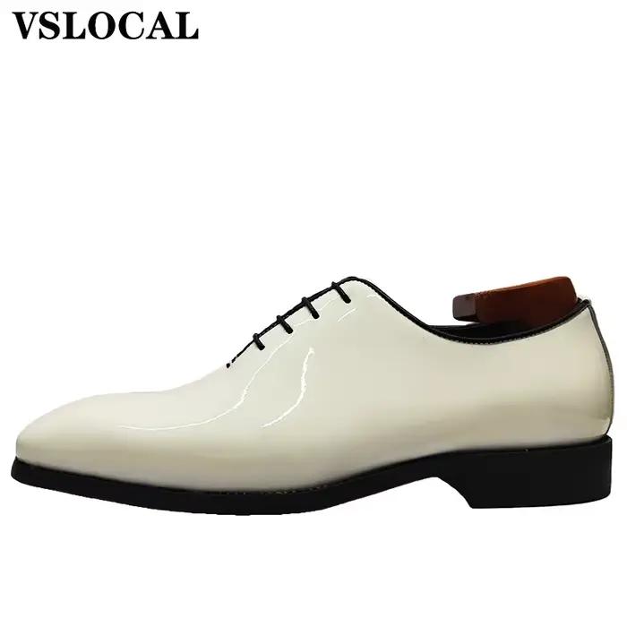 Hommes de luxe Oxford chaussures à lacets polissage en cuir véritable décontracté hommes chaussures habillées blanc mariage Banquet chaussures de fête homme