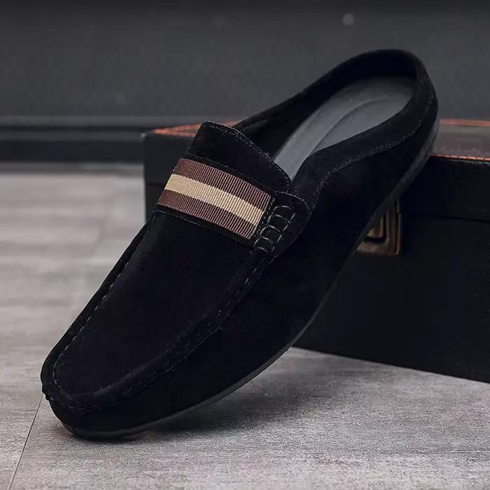 Mules d'été en daim et cuir