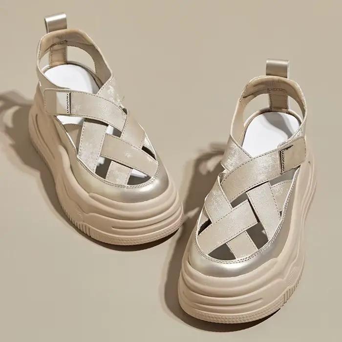 Baskets Chunky Respirantes en Maille et Cuir