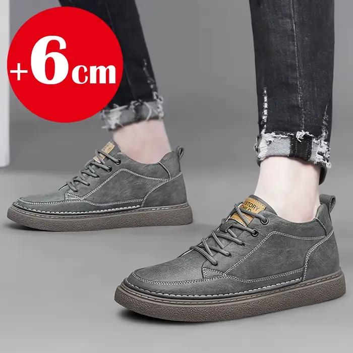 Chaussures pour hommes rehaussantes en cuir véritable 6/8cm
