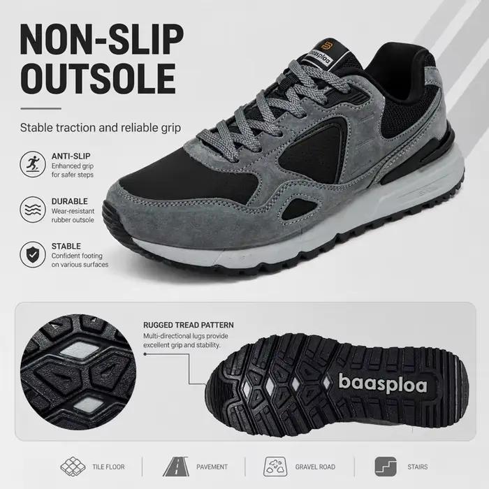 Baasploa Chaussures de marche décontractées pour hommes