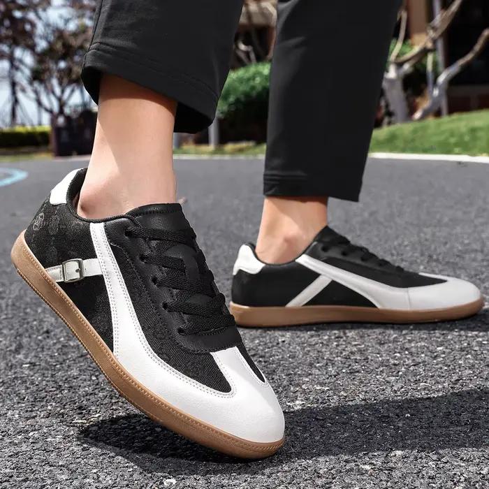 ELUVA – chaussures en cuir PU pour hommes, plates, respirantes, de haute qualité, à lacets, confortables, semelle souple, antidérapantes, décontractées, pour skateboard