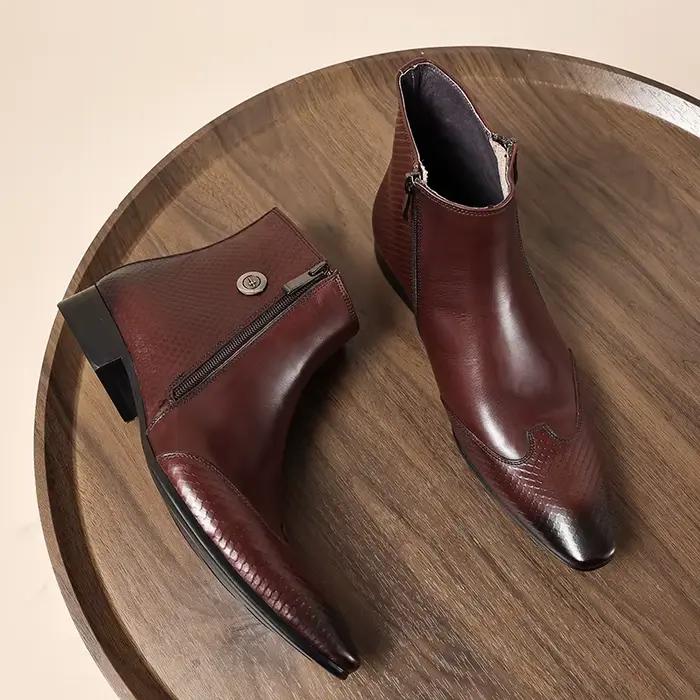 Chaussures montantes pour hommes avec fermeture éclair