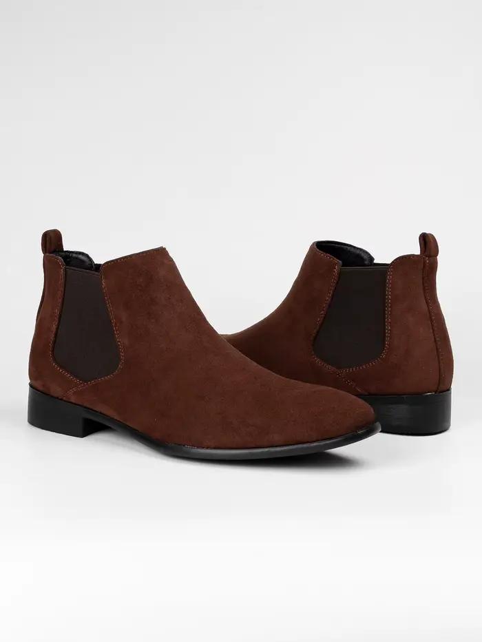 Bottes classiques à double élasticité pour hommes, pointu, faible talon, fausse fourrure, printemps automne, fait main, faux daim, PVC, occassions professionnelles et détente