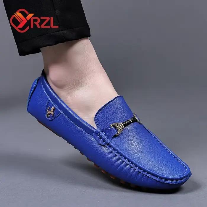 YRZL mocassins hommes chaussures en cuir PU décontracté marque de luxe formel hommes mocassins respirant sans lacet mâle bateau chaussures grande taille