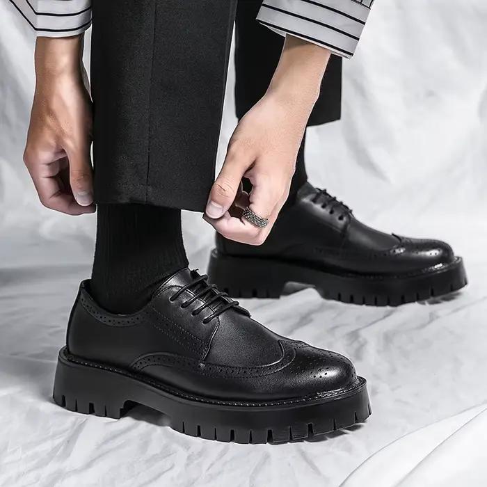 Marque de luxe richelieu chaussures pour hommes blanc à semelles épaisses décontracté Style britannique confortable