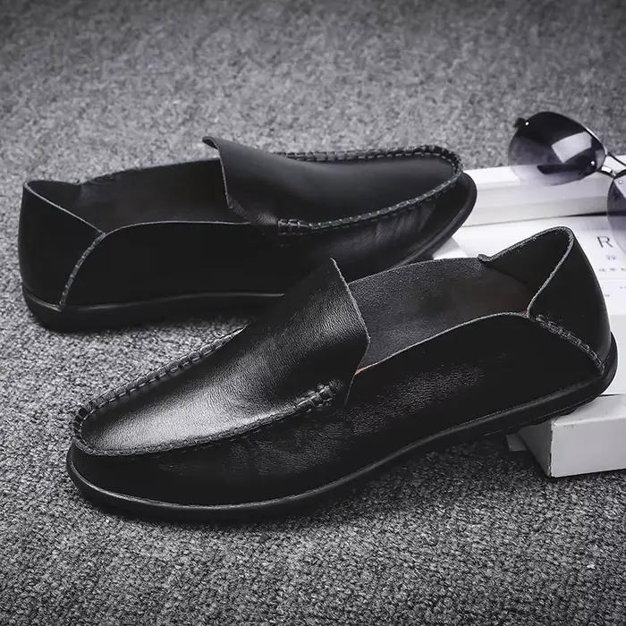 Chaussures pour hommes en cuir véritable souple de haute qualité, mocassins décontractés à enfiler, confortables et paresseux, grandes tailles 47 et plus, souples
