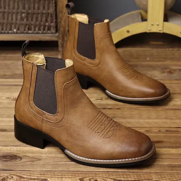 Bottes de Cowboy occidentales brodées rétro pour hommes