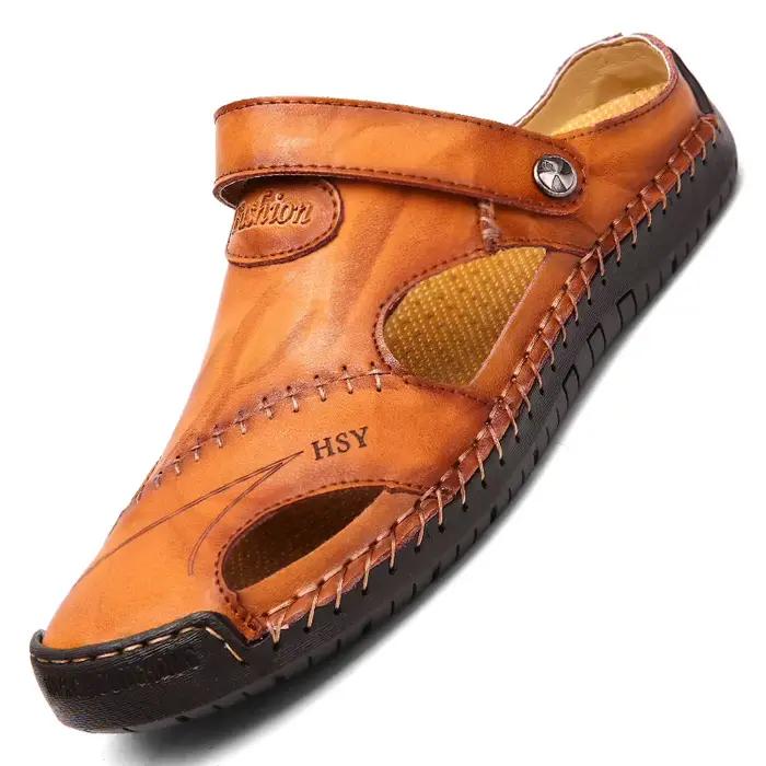 Pantoufles de plage en cuir pour hommes