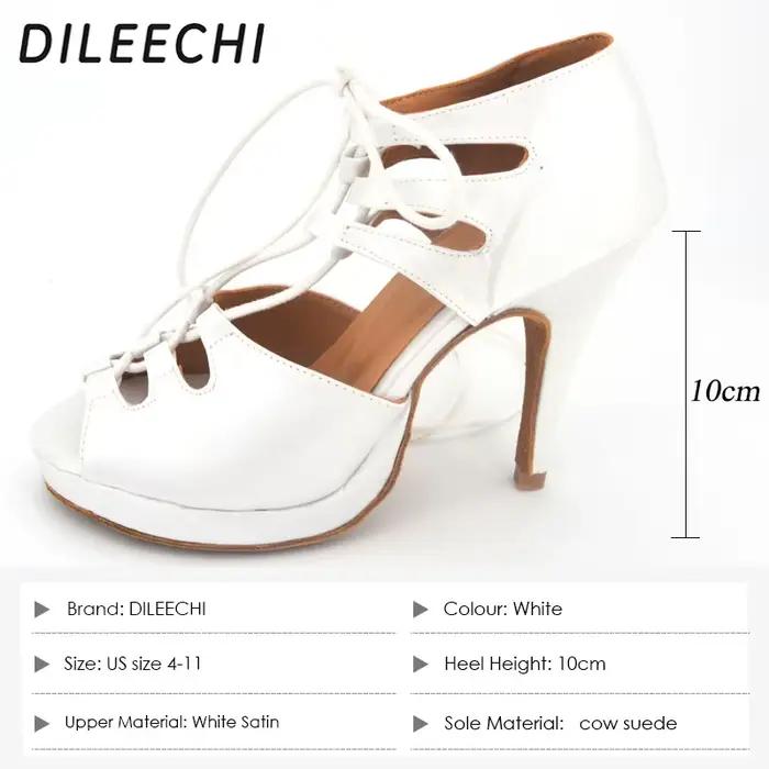 2025 DILEECHI chaussures de danse latine personnalisées sangle de cloche blanche plate-forme étanche 10CM talons hauts fond souple intérieur
