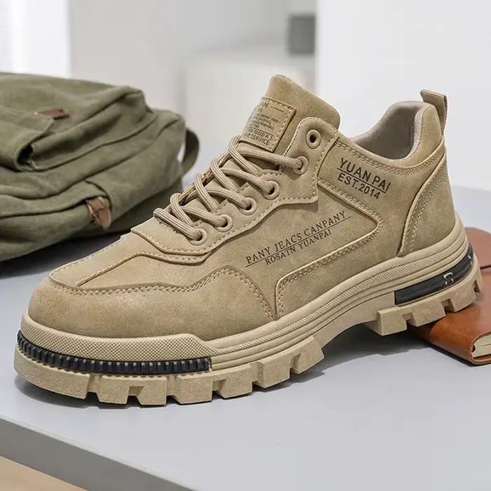 Chaussures décontractées à plateforme épaisse pour hommes LOEIKAN - Baskets de travail à lacets avec semelle