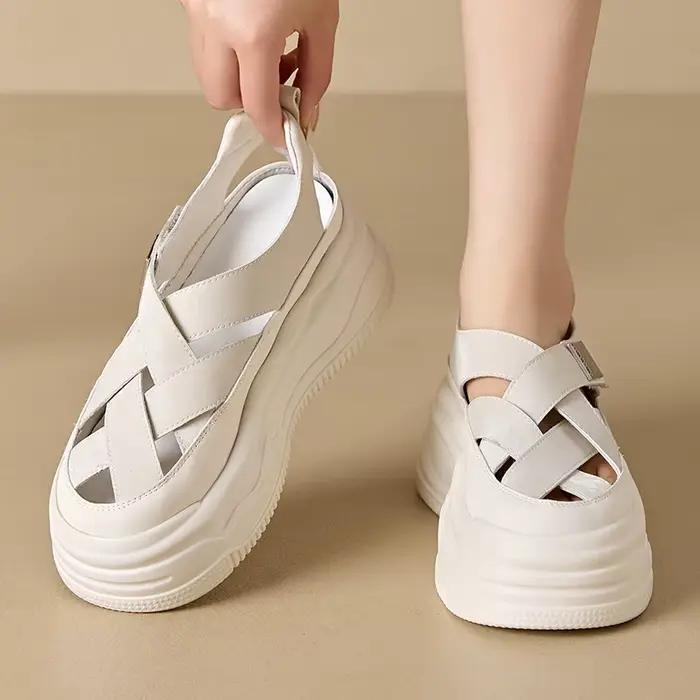 Baskets Chunky Respirantes en Maille et Cuir