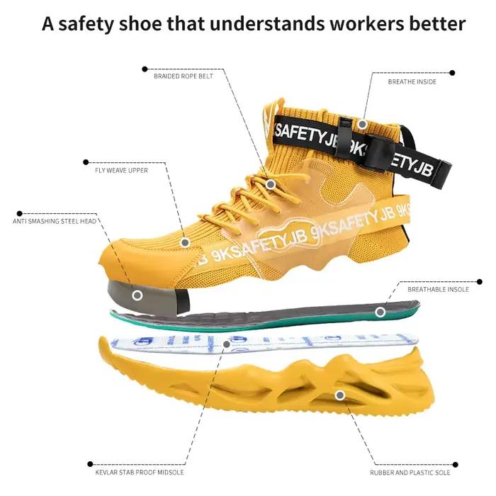 Chaussures de sécurité imperméables et respirantes avec boucle en métal pour homme
