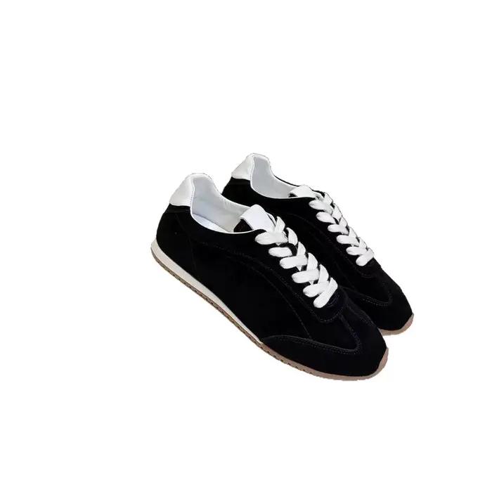 Chaussures Agan rétro de haute qualité à semelle plate en cuir véritable
