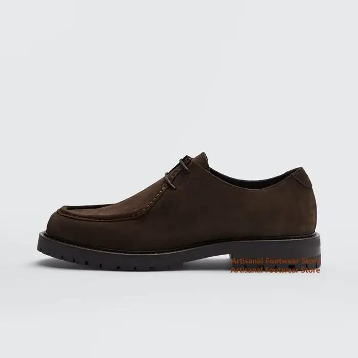 Chaussures Derby en daim marron