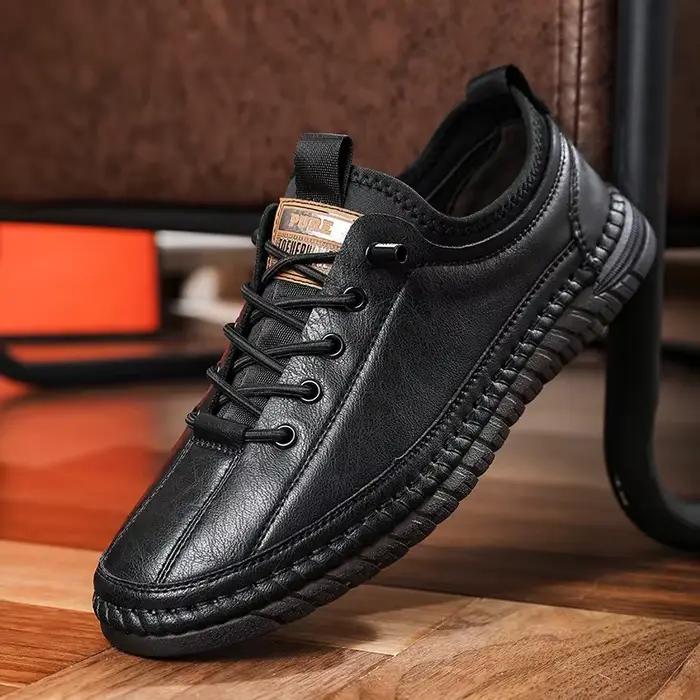 Chaussures en cuir véritable décontractées pour hommes style britannique tendance confortables et durables pour toutes occasions