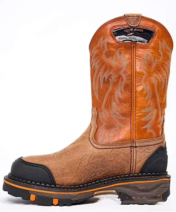 Bottes de cowboy de travail en cuir marron pour hommes