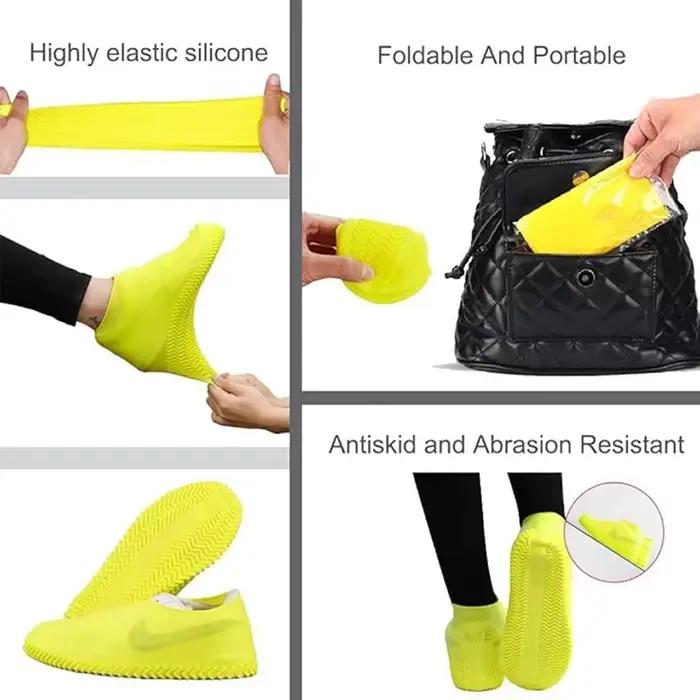 Couvre-chaussures imperméables en Silicone, mise à niveau, réutilisables, lavables, résistants, pour l'extérieur, pluie, bottes de Protection, antidérapantes