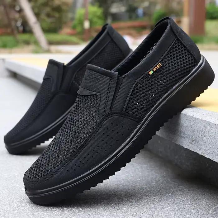 Chaussures décontractées à enfiler respirantes pour hommes – Baskets de marche basses légères pour l'extérieur