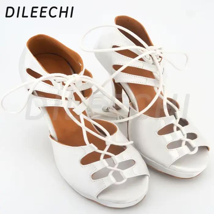 2025 DILEECHI chaussures de danse latine personnalisées sangle de cloche blanche plate-forme étanche 10CM talons hauts fond souple intérieur