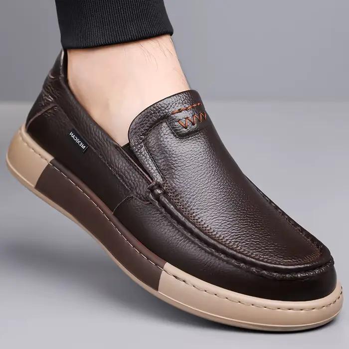 Mocassins d'affaires classiques pour hommes en cuir véritable, confortables, respirants et durables pour les occasions professionnelles et décontractées