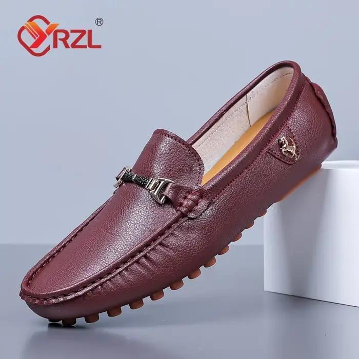 YRZL mocassins hommes chaussures en cuir PU décontracté marque de luxe formel hommes mocassins respirant sans lacet mâle bateau chaussures grande taille