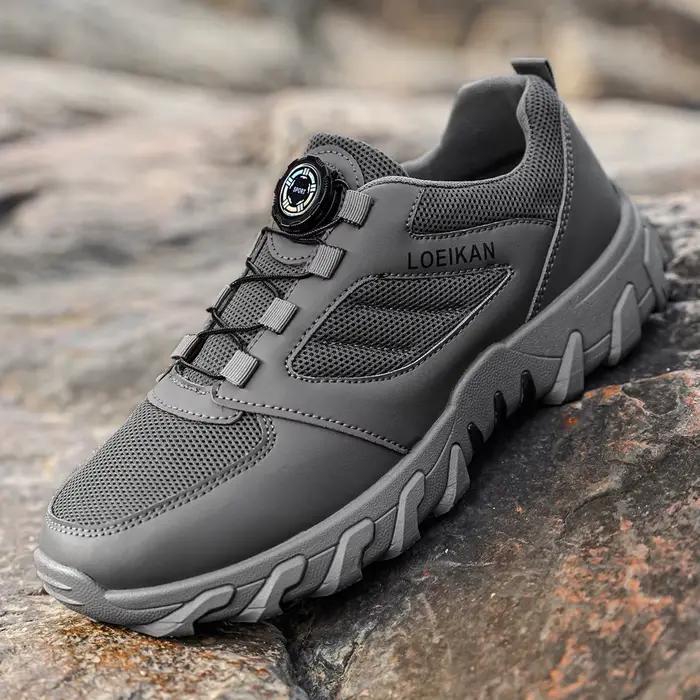 Chaussures de randonnée décontractées homme toutes saisons confortables respirantes semelle épaisse en PVC ajustement facile pointure large choix matériaux durables polyvalentes pour randonnée travail et loisirs