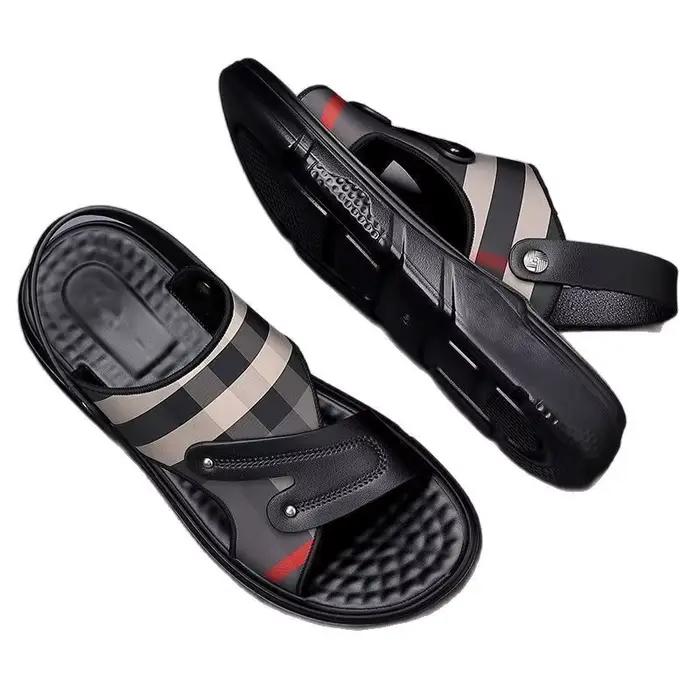 Sandales d'été haut de gamme pour hommes, résistantes à l'usure, antidérapantes, semelle souple, sandales d'extérieur à double usage, nouvelle collection