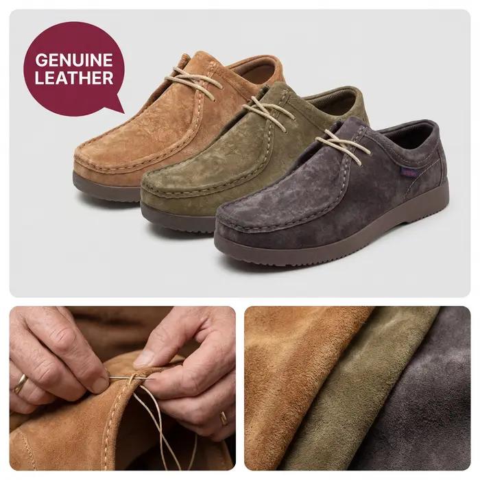 Chaussures habillées décontractées pour hommes en cuir véritable cousues à la main