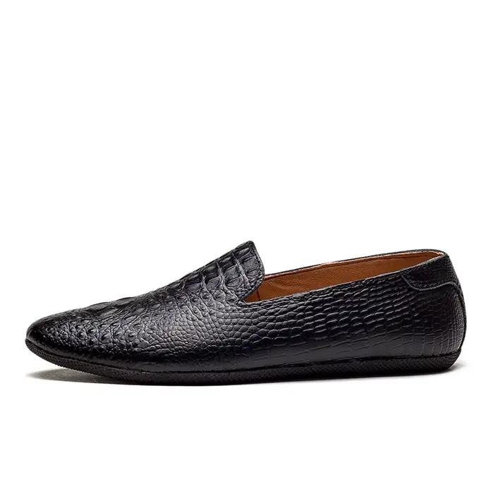 Mocassins en cuir véritable YEISNDOO pour homme, décontractés, motifs crocodile, à enfiler, confortable, pour bureau et occasions décontractées