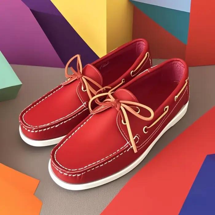 Chaussures bateau classiques en cuir véritable faites à la main