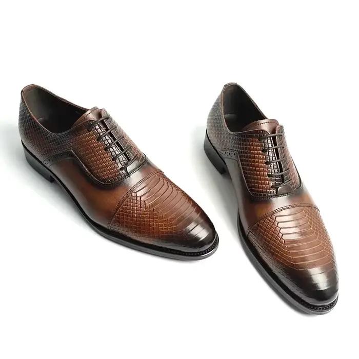 Chaussures Oxford en cuir véritable pour hommes