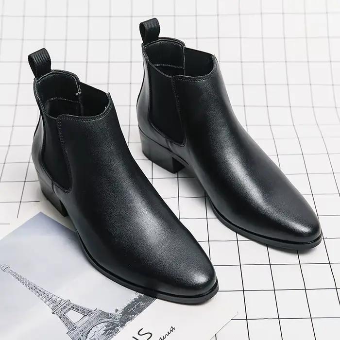 Bottes Yeinshaars style britannique en cuir fendu pour homme bout rond talons bas bottes chelsea printemps automne occassions spéciales et quotidiennes