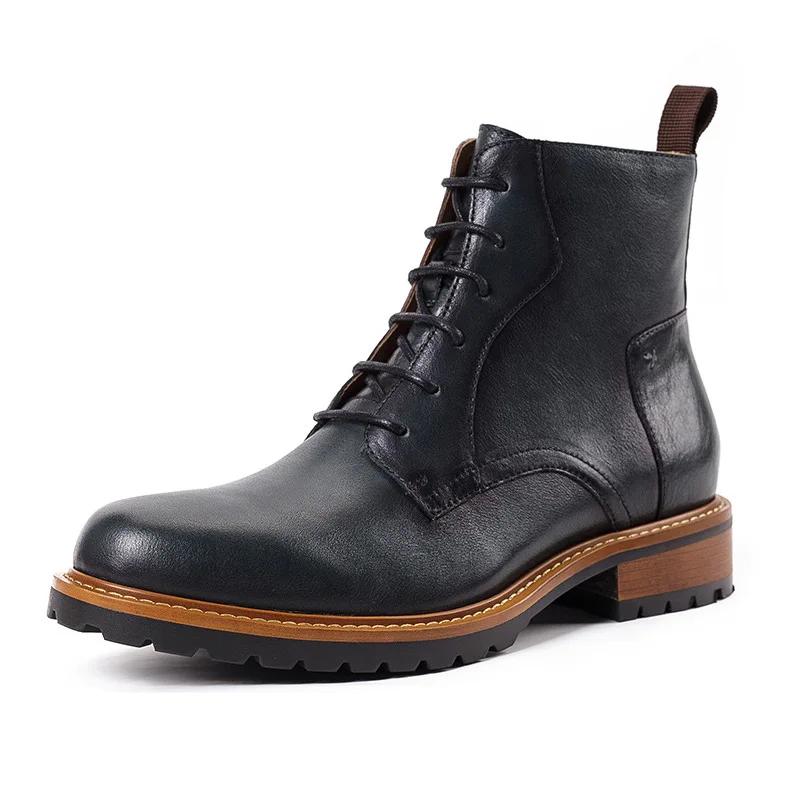 ZFTL-Bottes rétro en cuir véritable faites à la main pour hommes, bottes de rinçage basiques pour ho