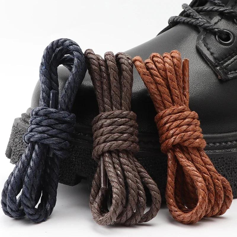 1 paire de lacets ronds cirant les lacets de chaussures en coton imperméable utilisés pour les botte