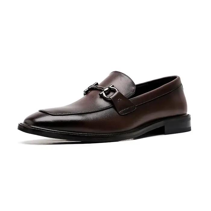 Chaussures plates en cuir véritable coordonnantes pour hommes, chaussures Oxfords formelles, mocassi