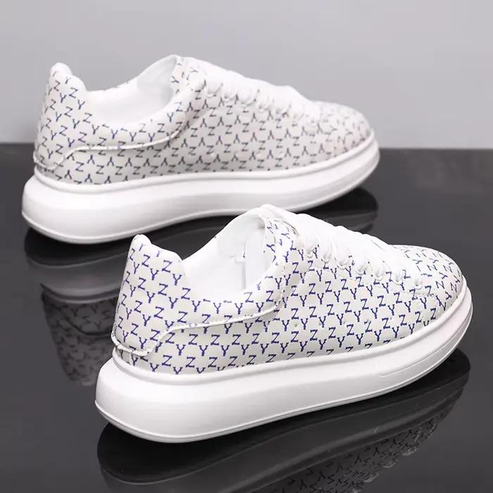 Baskets Blanches à Semelles Optiques Polyvalentes pour Homme et Femme, Chaussures de Jogging Décontr