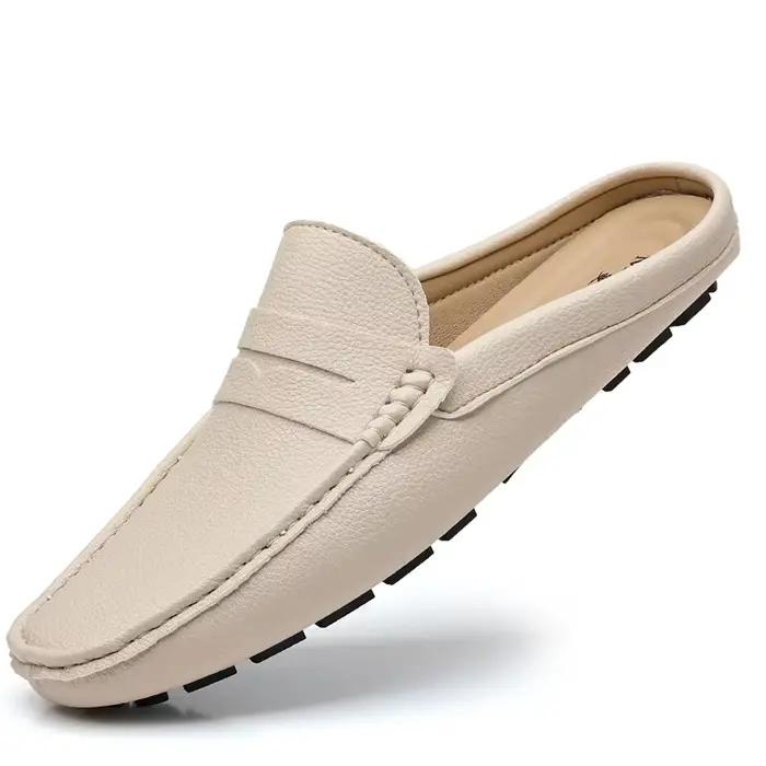 Mocassins d'été à enfiler en cuir souple pour hommes, pantoufles de haute qualité, chaussures plates