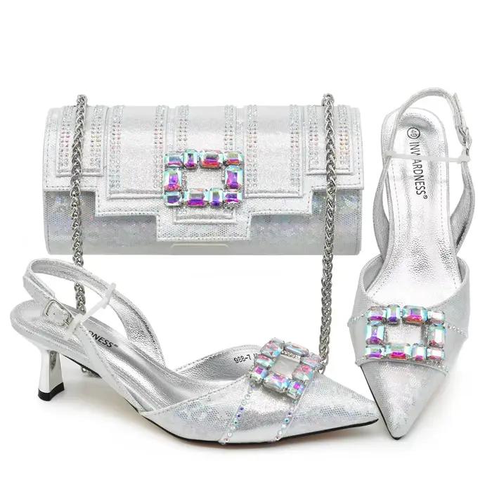 Doershow nouveauté chaussures de mariage africaines et ensemble de sacs couleur or chaussures italie