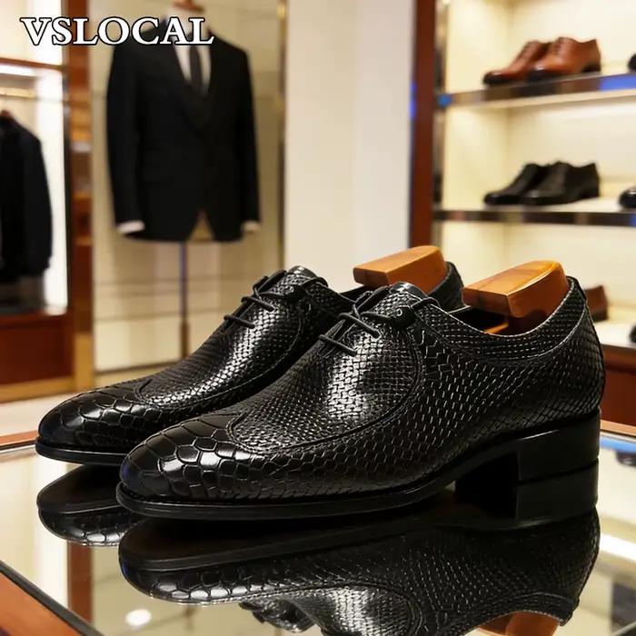 Chaussures Oxford de luxe pour hommes, chaussures noires à lacets, Derby à bout d'aile, chaussures h