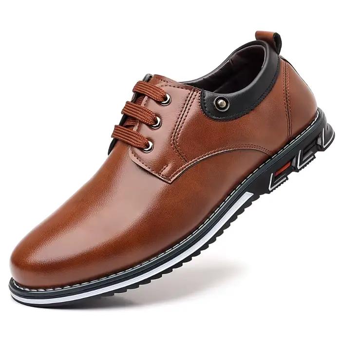 Chaussures d'affaires en cuir marron pour hommes, mocassins de grande taille, chaussures provoqué de