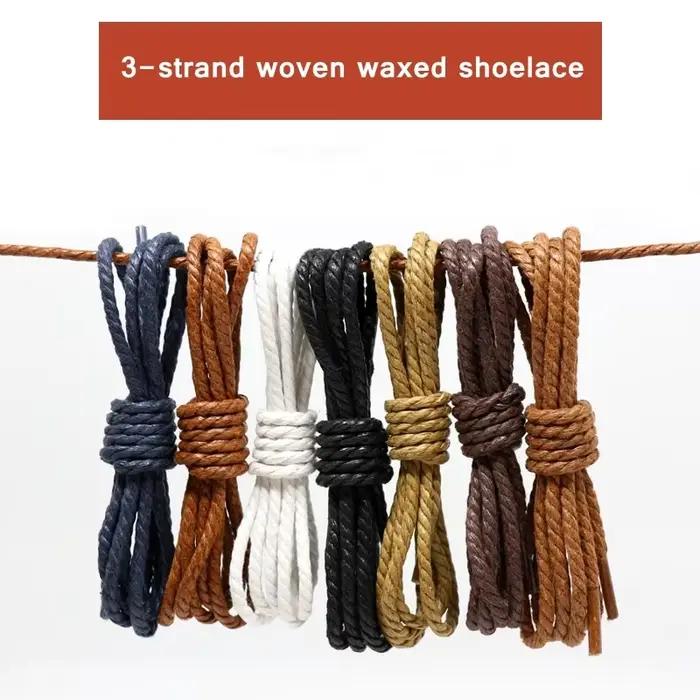 1 paire Shoelce lacets en cuir décontractés lacets ronds cirés chaussures Martin bottes chaussures d
