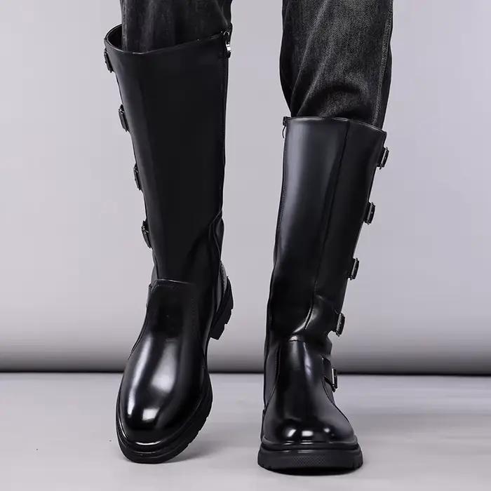 Bottes montantes pour hommes, bottes longues tendance, confortables, antidérapantes, style britanniq