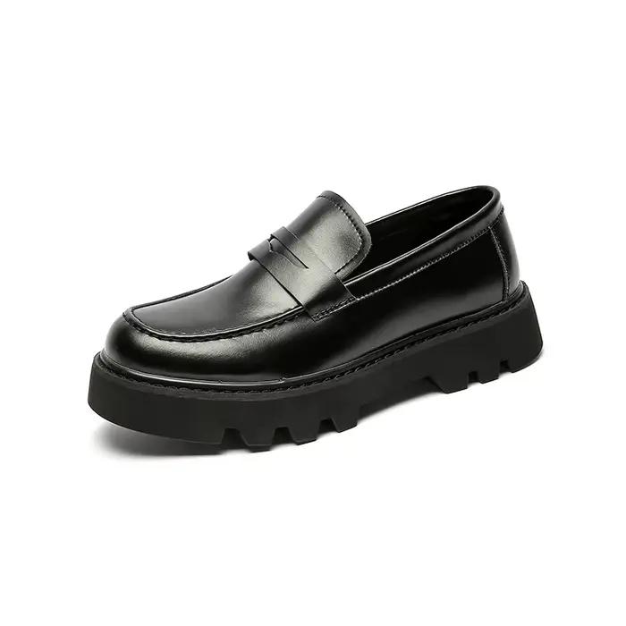 Mocassins en cuir véritable pour hommes, chaussures à plateforme optique, streetwear décontracté, mo