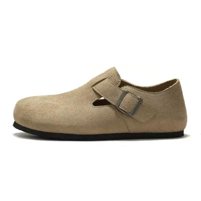 RUIZUSTOCK-Chaussures décontractées unisexes pour hommes et femmes, semelle en bois souple, cuir res