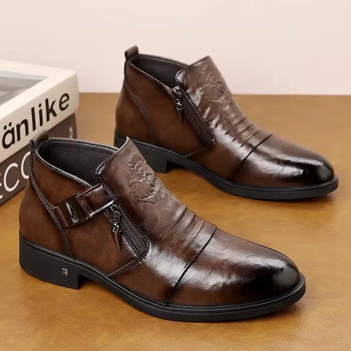 Bottines Chelsea assorties avec tout pour hommes, chaussures d'affaires en cuir souple avec fermetur