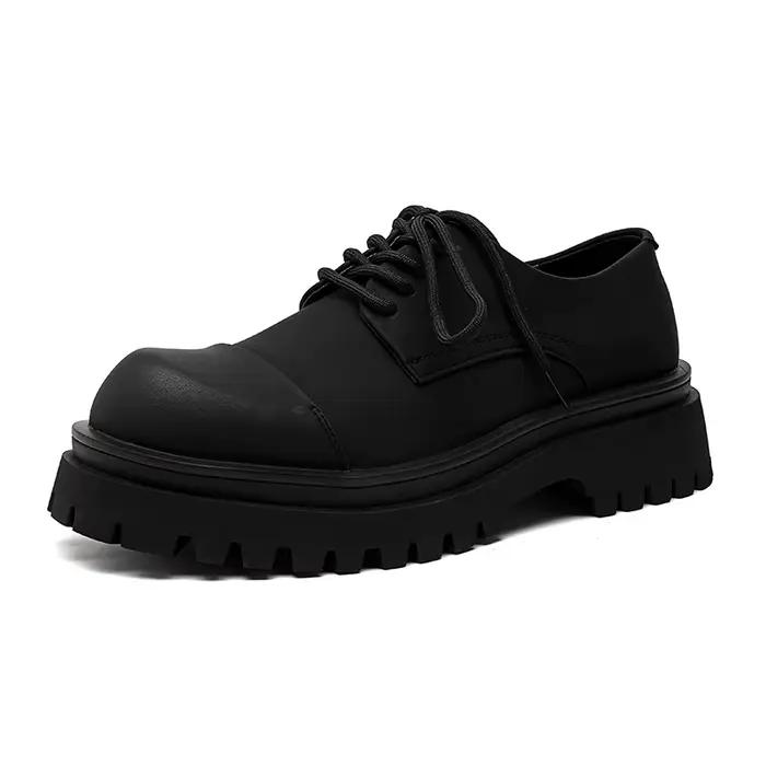 Chaussures en cuir à semelle optique pour hommes, Streetwear japonais coréen, Chaussures décontracté