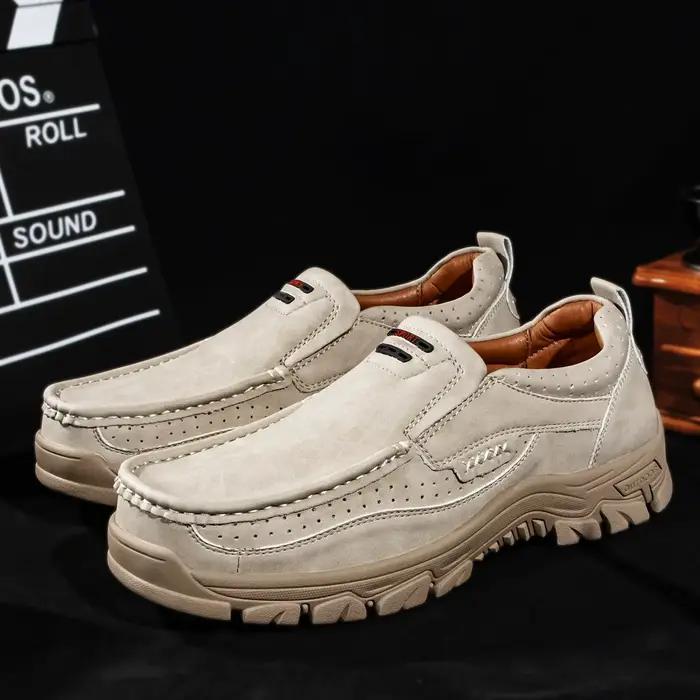 FLYLAND Mocassins classiques en cuir pour hommes Vintage Couture à la main Oxfords Chukka Boots Bott