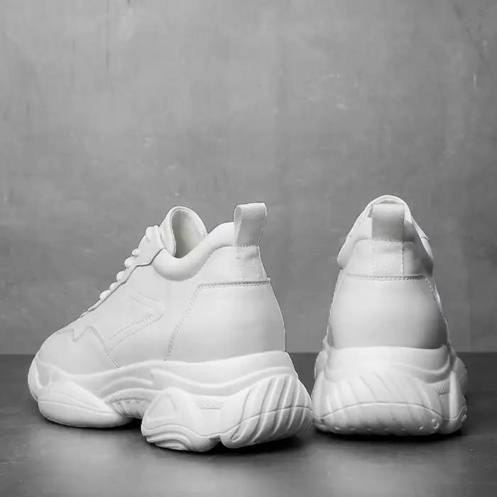 Chaussures rehaussantes pour hommes, semelle intérieure augmentée de 8cm, blanc, noir, grande taille