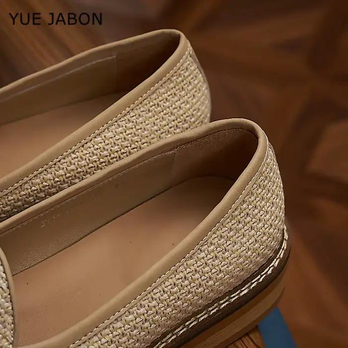Mocassins marron en daim de vache pour hommes, chaussures plates simples et décontractées, marque de